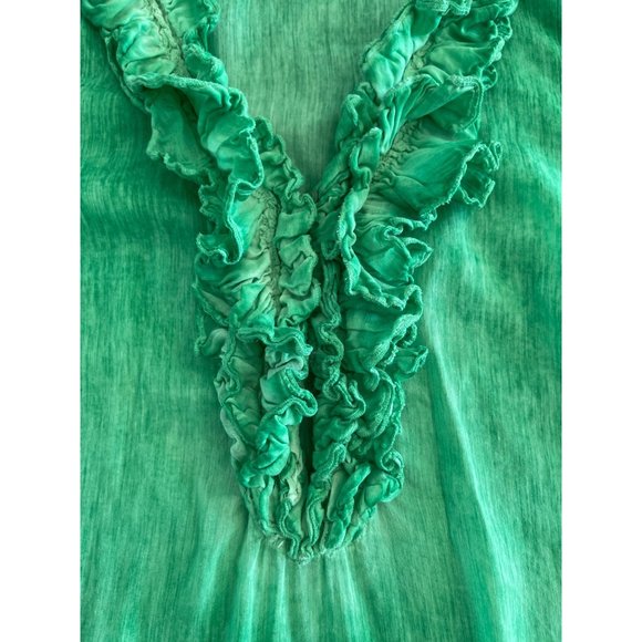 RA-RE Womens Dress‎ Swim Cover Up Ruffle Neck Silk Blend Green 44 IT 6-8 Logo - Picture 2 of 11
